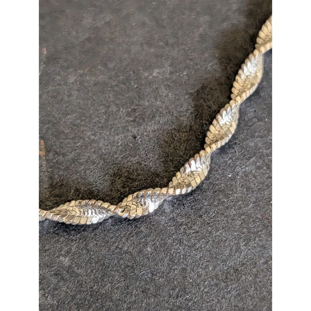 Italian 925 Sterling Silver Twisted Chain Bracelet Vintage 7
